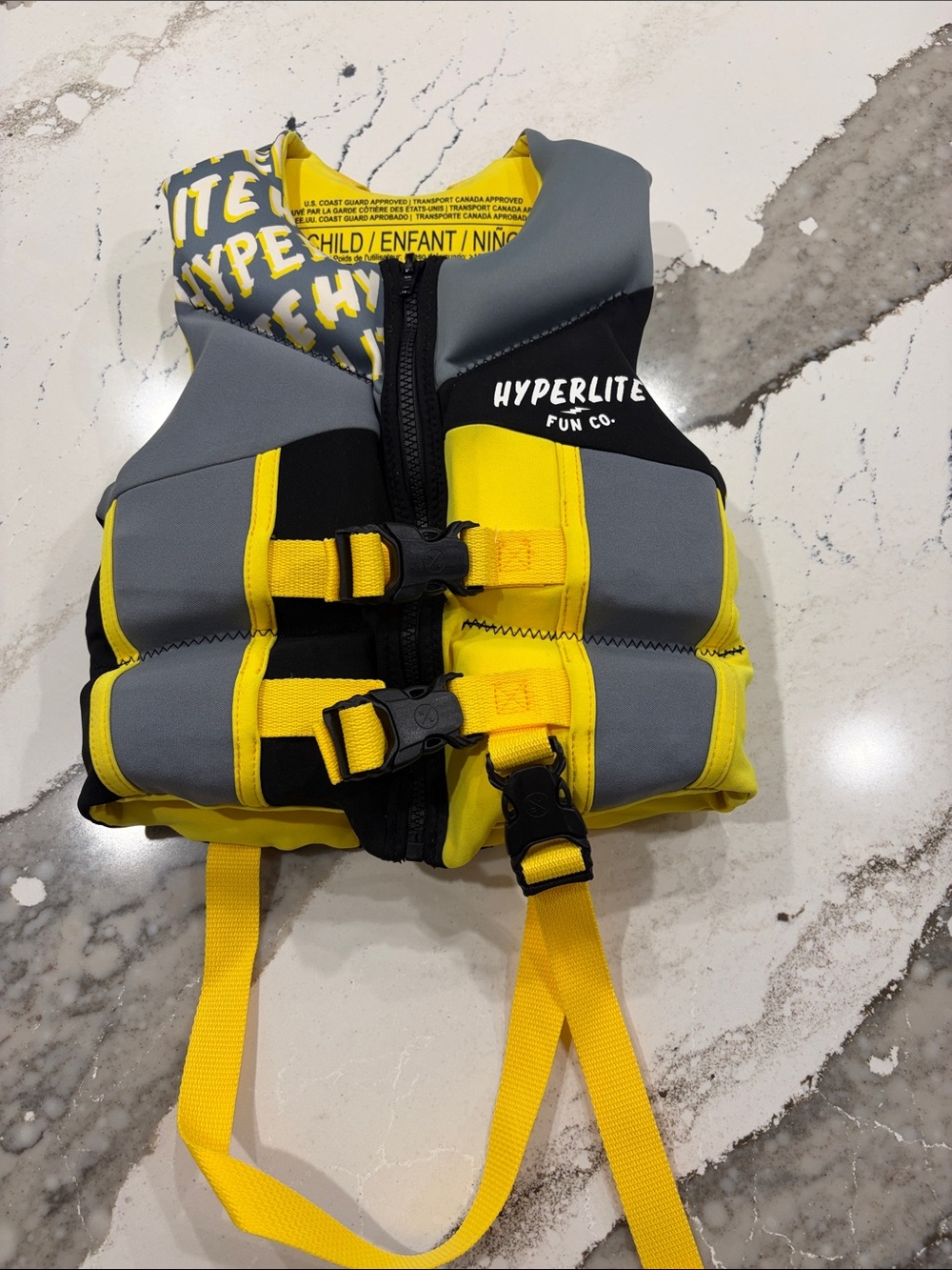 Hyperlite Kids Life Jacket - Yellow & Gray
